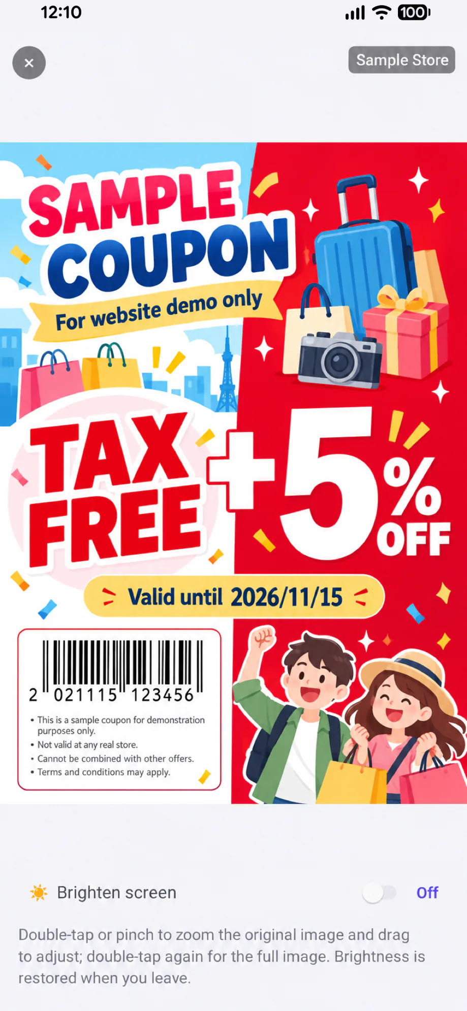 MyTaxFree app screen: Show your coupon before paying